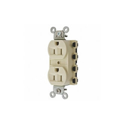 Hubbell Receptacle,Ivory,15 A,2P3W,Back,1PK SNAP5262IA