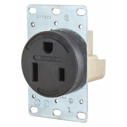 Bryant Receptacle,Black,50A,3.0 HP,2 Poles 9650FR