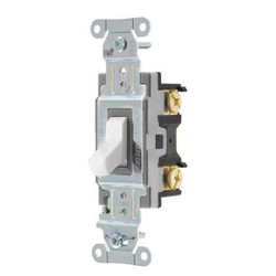 Hubbell Wall Switch,Wht,20A;Back;Side,SnglPole CSB120W