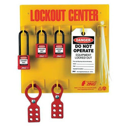 Zing Lockout Station,Filled,3 Padlocks  7113