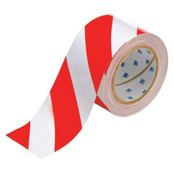 Brady Floor Tape,Red/White,3 inx100 ft,Roll 104348