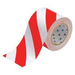 Brady Floor Tape,Red/White,4 inx100 ft,Roll 104378