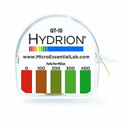 Hydrion Test,15 ft L,0 to 400 ppm Quat Amm,PK10 QT-10