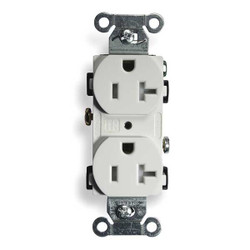 Hubbell Wiring Device-Kellems Recept,White,20 A,2P3W,Back; Side,1PK BR20WHITR