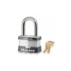 Master Lock Keyed Padlock, 15/16 in,Rectangle,Silver 5LF