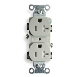 Hubbell Receptacle,Gray,20 A,2P3W,Back; Side,1PK BR20GRYTR