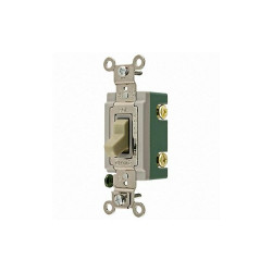 Hubbell Wall Switch,Ivory,30A;Back;Side,DblPole HBL3032I