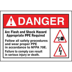 Accuform Arc Flash Label,3 1/2 inx5 in,Vinyl LELC313