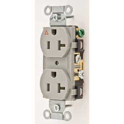 Hubbell Receptacle,Gray,20 A,2P3W,Back; Side,1PK IG5352GY