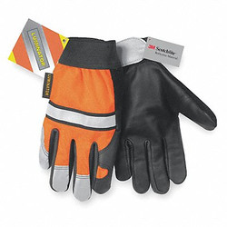 Mcr Safety Leather Gloves,S,Hi Vis Orange,PR 921S