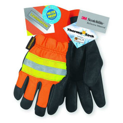 Mcr Safety Leather Gloves,Black/Orange,M,PR 34411M