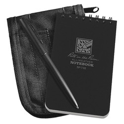 Rite in the Rain Notebook Kit,3in x 5in Sheet,Black Cover 735B-KIT