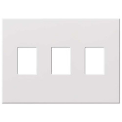Lutron Dimmer/Swch Wll Plt,Stnd;Wht,3Gng,Matte VWP-3-WH