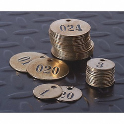 C.H. Hanson Numbered Tag,Brass,1in H,1in W,Brwn,PK25 40006