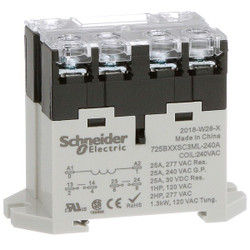 Schneider Electric Enclosed Power Relay,6Pin,240VAC,DPST-NO 725BXXSC3ML-240A