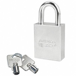 American Lock Keyed Padlock, 3/4 in,Rectangle,Silver A7200