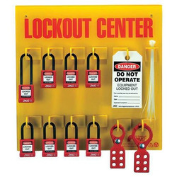 Zing Lockout Station,Filled,8 Padlocks  7114