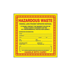 Accuform DOT Handling Label,Waste,6" W,PK100 MHZW20EVC