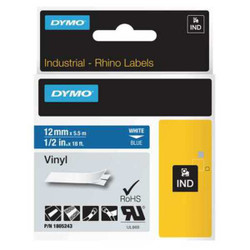 Dymo Label Tape Cartridge,Vinyl,18 ft.L,1/2"W 1805243