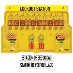 Master Lock Lockout Station,10 Locks,Keyed Diff 1483BP410ES