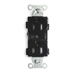 Hubbell Wiring Device-Kellems Recept,Black,15 A,2P3W,Back; Side,1PK BR15BLKTR