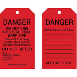 Brady Tag,7 in H,4 in W,Polyester,PK10 86628