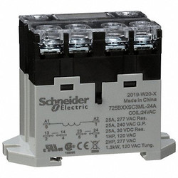 Schneider Electric Enclosed Power Relay,6 Pin,24VAC,DPST-NO 725BXXSC3ML-24A