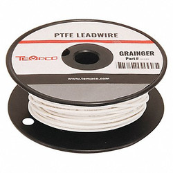 Tempco High Temp Lead Wire,20AWG,100ft,Wht LDWR-1059