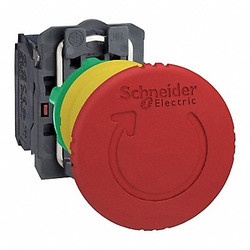 Schneider Electric Emergency Stop Push Button,Plastic,Red XB5AS8445