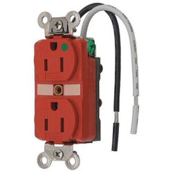 Hubbell Receptacle,Duplex,15A,5-15R,125V,Red HBL8200SGRA