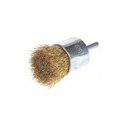 Weiler Crimped Wire End Brush,Brass,1 In. 93804