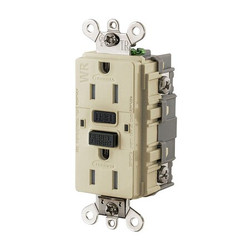 Hubbell GFCI Receptacle,15A,125VAC,5-15R,Ivory GFSG5262I