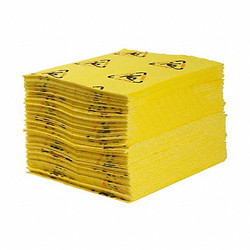 Brady Spc Absorbents Absorbent Pad,Chem/Hazmat,Yellow,PK200 CH200