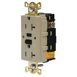 Hubbell Wiring Device-Kellems Recept,Ivory,20 A,GFCI,2P3W,Bk;Sd,1PK GFSG5362I