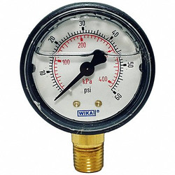 Wika Pressure Gauge ,2" Dial Size,Bottom 113.13.20.60.L