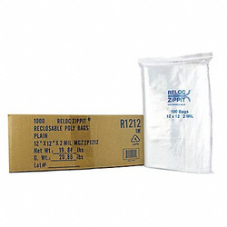 Reloc Zippit Reclosable Poly Bag,Zip Seal,PK1000 R1212