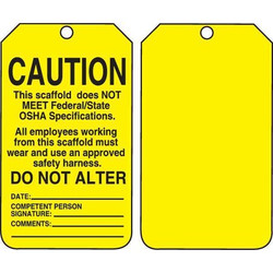 Accuform Caution Tag,5 3/4in H,3 1/4in W,PK25 TSS102CTP