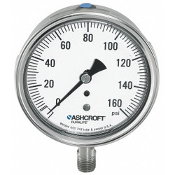 Ashcroft Gauge,Pressure,0 to 2000 psi,1.5 Percent 251009SWL02L2000#