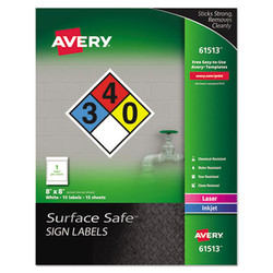 Avery® LABEL,SS SIGN,8X8,15PK,WH 61513