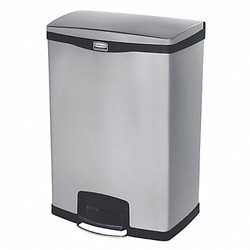 Rubbermaid Commercial Trash Can,Rectangular,24 gal.,Silver 1901999