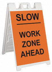 Sim Supply Barricade Sign,Slow Work Zone Ahead  130-WLGQ3626-OBEG