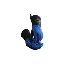 1506 Cow Split Fleece Lined MIG/Stick Welding Gloves, Large, Blue/Graphite, 4 in Gauntlet Cuff