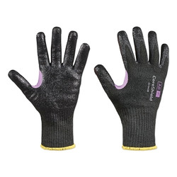 CoreShield A8/F Coated Cut Resistant Gloves, 9/Large, HPPE/Kevlar/Alloy, Smooth Nitrile, 10 ga, Black