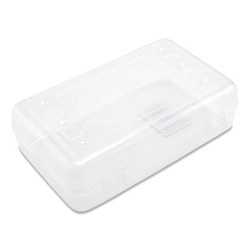 Advantus Clear Pencil Box, 8.5" x 5.25" x 2.5", Clear 34104
