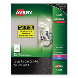 Avery® LABEL,SS SIGN,7X10,15,WH 61515
