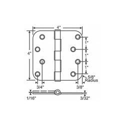 Manufacturer Varies Butt Hinge,Steel,125.0 lb. Load Cap.,PR 56-179SBRS