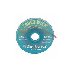Chemtronics Desoldering Wick,10 ft.,1,Copper,Rosin  80-1-10
