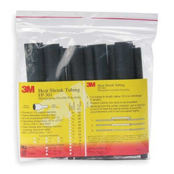 3m Shrink Tubing,6 in,Blk,0.125 in ID,PK10 FP301-1/8-6"-BLACK-10-10 PC PKS