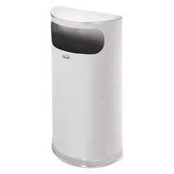 Rubbermaid Commercial Wastebasket,Half Round,9 gal.,Silver FGSO8SSSPL