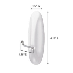 Command Hook, White, Metal/Plastic, 1 7/8 in D 17069